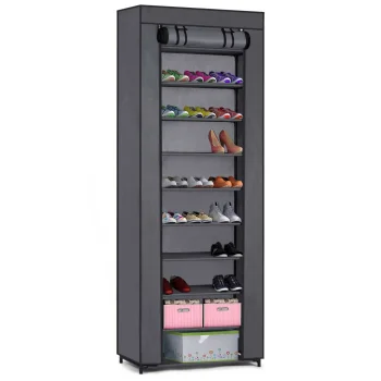 Massido Textile Shoe Cabinet 10 Shelves, Graphite