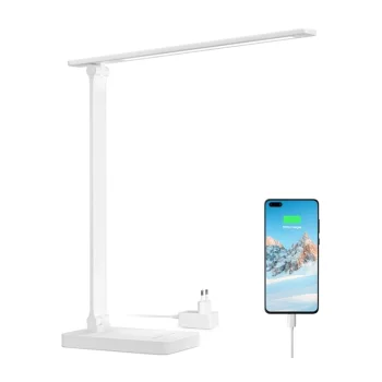 LEPRO 31003WHG LED Desk Lamp with USB Port, 750 lm, White