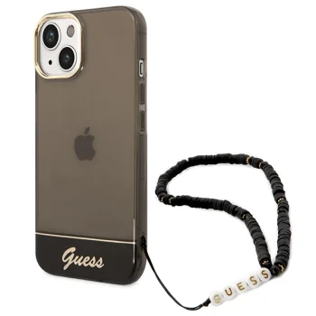 Guess Translucent Pearl Strap Case for iPhone 14 Plus, Black