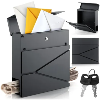Humberg Hm-862 Mailbox with Newspaper Holder, 37x37x10.5 cm, Anthracite