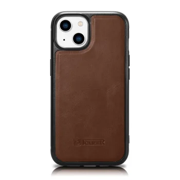 iCarer Leather Oil Wax Genuine Leather Case for iPhone 14 Plus, MagSafe Compatible, Brown (WMI14220719-BN)
