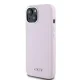 DKNY dėklas iPhone 15 telefonui Silicone Horizontal Metal Logo MagSafe, rožinis