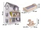 Wooden Dollhouse with Furniture, 70cm, Grey