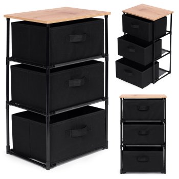 3 Drawer Fabric Storage Organizer ModernHome Loft Style Dresser for Small Spaces, Black