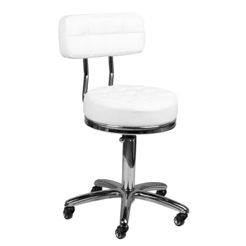 Cosmetic Stool with Backrest AM-877, White