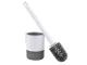 Toilet Brush with Holder and Wall Hook, White and Grey