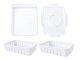 Divided Food Storage Container with Drainer Inserts and Handle, White