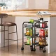 Storage Trolley on Wheels, Rolling Cart Organizer Shelf for Bathroom Kitchen Laundry Room Narrow Places, Black