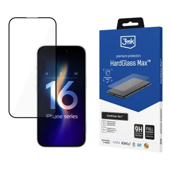 3mk HardGlass Max Tempered Glass Screen Protector for iPhone 16 Pro Max, Black