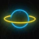 Forever Light SATURN LED Neon Sign, Yellow/Blue