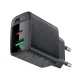 Dual Port USB Charger Acefast A78 GaN PD 20W Black