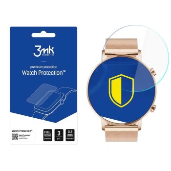 Huawei Watch GT 2 42 mm 3MK ARC+ Protective Film Rounded Fullscreen Watch Protector, 3 pcs.
