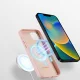 Dux Ducis Grit Case for iPhone 14 Plus Faux Leather MagSafe, Pink