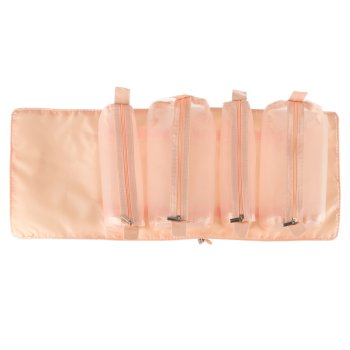 4-in-1 Roll-Up Travel Toiletry Bag with Detachable Pouches, Pink