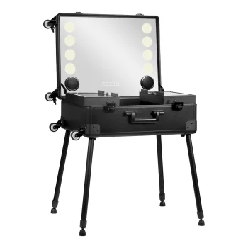 Activeshop Plus Portable Makeup Station with LED Mirror & Speakers, Black