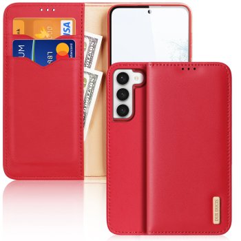 Dux Ducis Hivo Flip Case for Samsung Galaxy S23+ Genuine Leather Red