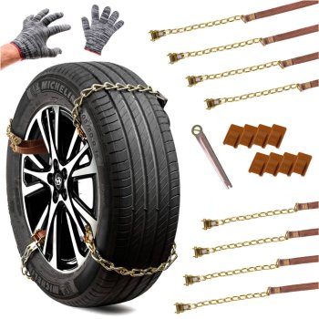 Anti-Skid Snow Chains for Car Tires 8-Piece Set