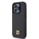 DKNY iPhone 15 Pro Case Leather Monogram Pattern Metal Logo MagSafe, Black