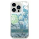Guess iPhone 14 Pro Case Flower Liquid Glitter Green