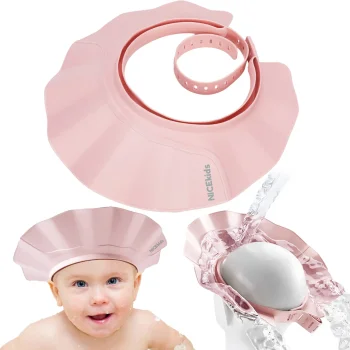 NICEkids Premium Baby Bath Visor Hair Washing Shield, Pink