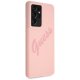 Guess Galaxy S21 Ultra Case Silicone Vintage Script, Pink