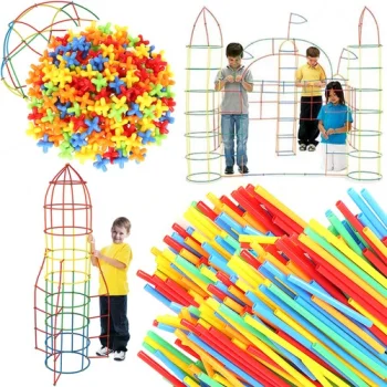 Kruzzel 00022408 Straw Constructor Set, 408 Pieces