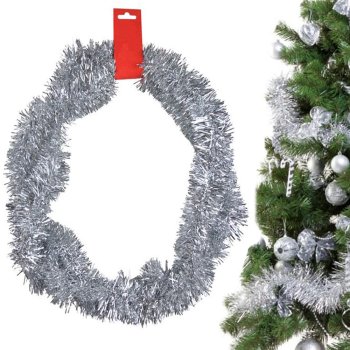 Christmas Tinsel Garland for Tree Decoration 2m, Silver