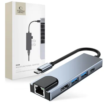 Tech-Protect V3 5in1 USB-C Hub with HDMI and RJ45, Gray