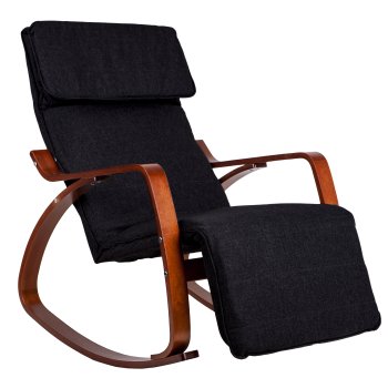 ModernHome Rocking Chair with Adjustable Footrest and Birch Wood Frame, Grey