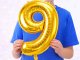Foil Number 9 Balloon 66cm Birthday Party Decoration, Gold