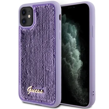 Guess iPhone 11 / Xr Case Sequin Script Metal, Purple