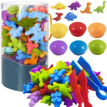 Kruzzel Dinosaur Set for Learning Colors and Counting, 56 Pieces