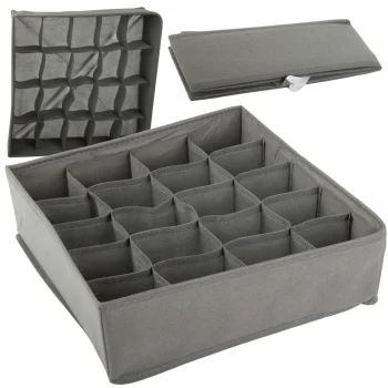 Underwear and Socks Drawer Organizer, 20 Compartments, Grey