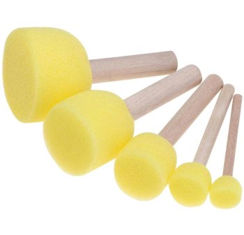 Sponge brushes set for decoupage, 5 pcs, yellow