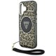 Guess HC IML Leopard Triangle Cord Strap MagSafe Case for iPhone 16, Brown