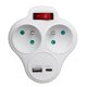Maclean Power Splitter with 2 Sockets, Switch and USB A/C 2.4A, White