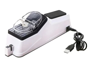 Electric USB Knife Sharpener, White/Black