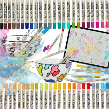 Waterproof Acrylic Markers for Fabric and Stones, 48 pcs