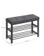 Industrial Shoe Bench with Padded Seat and 2 Shelves for Entryway