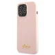 Guess iPhone 13 Pro Max Case Silicone Script Gold Logo, Light Pink