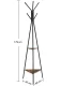 Leobert Freestanding Coat Rack with 2 Shelves, Black/Brown