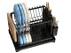 2-Tier Dish Drying Rack with Drainboard for Kitchen Counter Plates and Utensils, Black