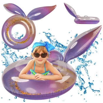 Inflatable Swimming Ring with Glitter and Mermaid Tail Galaxy, 94 cm