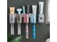 Wall-Mounted Bathroom Organizer with Toothbrush Holder and Dispenser, white