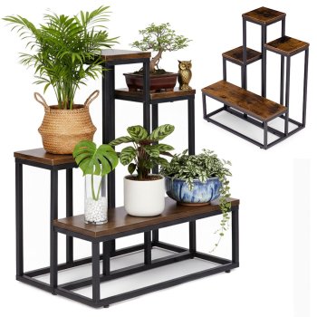 ModernHome 4 Tier Plant Stand, Industrial Metal Flower Pot Holder Shelf for Indoors