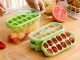 Silicone Ice Cube Tray with Container and Lid, Green