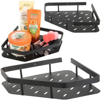 Corner Bathroom Shelf Loft, Metal, Black