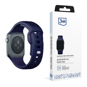 3mk Silicone Watch Strap for Apple Watch 42 / 44 / 45 / 49 mm, Blue