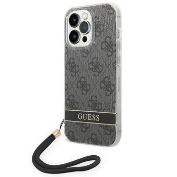 Guess 4G Print Strap Case for iPhone 14 Pro, Black