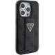 Guess iPhone 15 Pro Case Grip Stand 4G Triangle Strass, Black